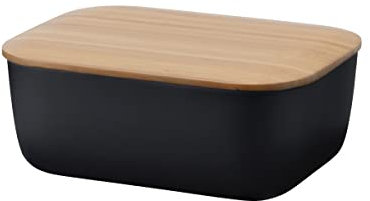 RIG-TIG Box-It Butterdose mit Bambusdeckel – Passend für Normale Butterstücke, Spülmaschinengeeignet, BPA-freies Melamin mit Nachhaltigem Bambusdeckel, Schwarz