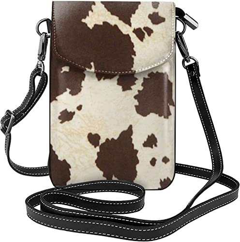 JIMNOO Kuhfell-Druck, Handy-Geldbörse, kleine Umhängetasche, Leder-Geldbörse, Damen-Schultergurte, Tasche, Tragetasche