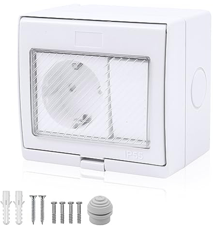 MaxEarn Enchufe Exterior con Interruptor, IP55 Enchufe Exterior Estancoy Interruptor Oared Juntos, 250V 16A Enchufes de Superficie