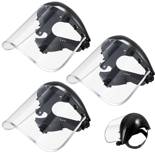 Copkim 3 Pack Safety Face Mask Shield for Grinding Clear Full Face Impact Resistant Safety PET Full Impact Resistant Mask Shield for Work Construction Cutting (0.03 Inch,Black)
