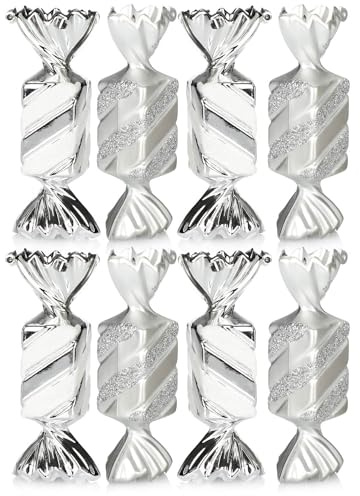com-four® 8X Christbaumanhänger Bonbon, Weihnachtskugel Geschenkbonbon | Christbaumschmuck in Bonbon-Form für die Weihnachtsbaum-Dekoration - bruchfester Baumschmuck