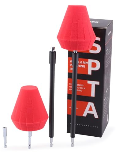 SPTA Metal Polishing Tool, Auto Cone Metal Polish Buffing Polishing Ball, Drill Buffing Sponge Pads Buffing Wheel for Drill Foam, Sponge Buffing for Automotive Car Wheel Hub Care