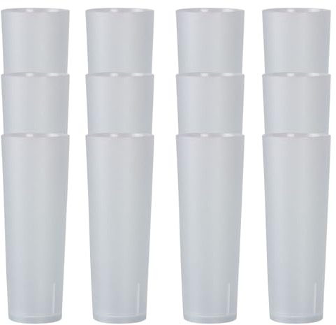 Parence.- Set de 20 vasos reutilizables de tubo de plástico duro - 33cl / Gran capacidad, todo tipo de bebidas, anti rotura
