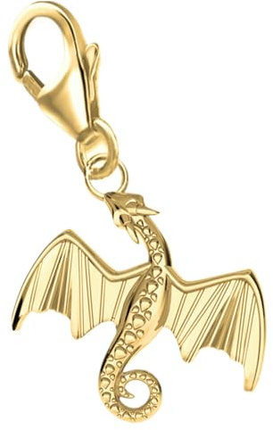 Goldene Hufeisen Drache Karabiner Charm Anhänger für Bettelarmband 925 Sterling-Silber Vergoldet