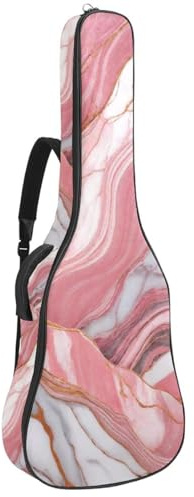 Universaltasche für 40/41/42 Zoll Akustikgitarre mit Zubehörfach, Pink Marble Textur, mehrfarbig, 42.9x16.9x4.7 in, Gitarrentasche