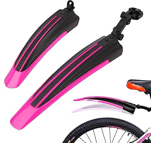 Kugooyi Set di parafanghi per bicicletta, accessori per mountain bike, paraspruzzi portatile, regolabile, ispessimento anteriore posteriore, parafango per mountain bike, bici da corsa, bici da città