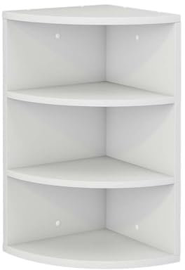 Eckregal Corner 60 Weiß, Bücherregal 3 Fächer, Eckregal stehend, aus Holz 30x30x60 cm schmal, Eckholzregal