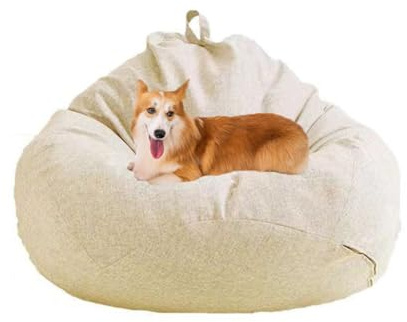 DMBAOD Pouf Poire rempli de Mousse à mémoire de Forme avec poignée Super Douce et Lavable pour Salon, canapé, Chambre à Coucher, dortoir Universitaire (sans Remplissage) 100 * 120cm Beige