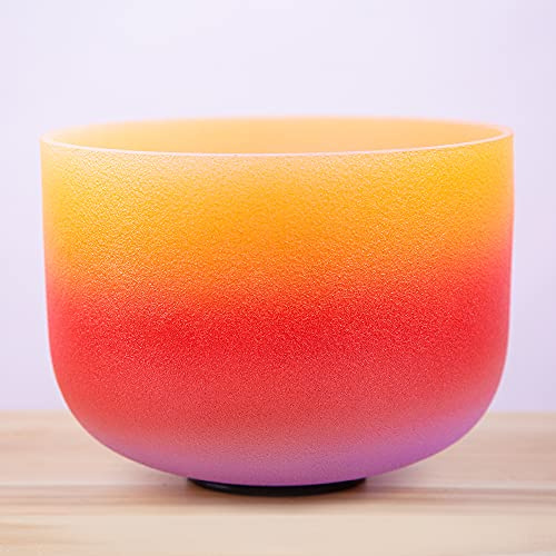 Kristall-Klangschale für Meditation, Yoga und Entspannung, 25,4 cm, Regenbogenfarben, Solar-Plexul-Chakra-Quarz-Kristall