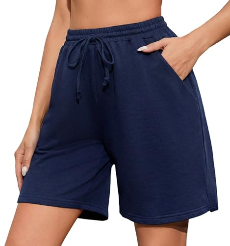 Demegimi Shorts dam, sommar, sport, korta joggingbyxor, hög midja, sweatshorts, löpning, gym, shorts, korta, sportbyxor, blå, XXL