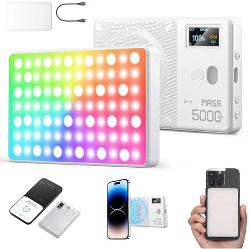 GODOX MA5R Magnetic Full-Color RGB Video Light, 1800K- 10000K 14 Effets préprogrammés Lumière LED Photo pour Selfie DSLR Kamera