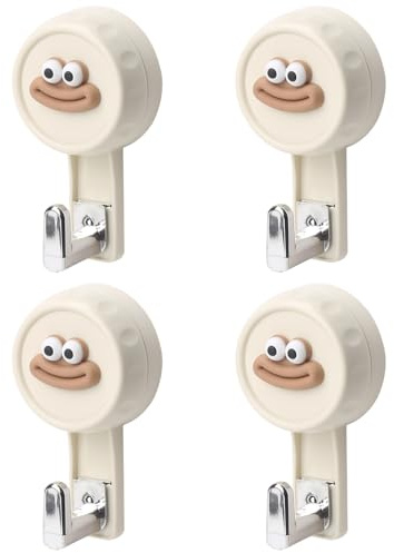VirtuGro Lot de 4 Crochet Ventouse Puissante 5KG Porte Manteau Salle de Bain Sans Perçage Plastique Réutilisables pour Enfants Cuisine et Salle de Bain(Beige)