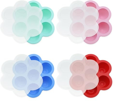 Vlecexs 4 Pezzi Vaschette per Congelare Alimenti per Bambini con Coperchi, Contenitore per Alimenti per Bambini con Coperchi, Contenitore Congelatore per Alimenti per Fango Frutta Caramella Cioccolato