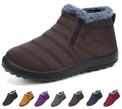 SYT-MD Bottes orthopédiques imperméables et chaudes for femme, bottes de neige d'hiver, chaussures de marche légères à enfiler(Brown,38 EU)