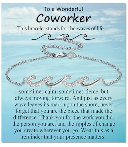EPIRORA Coworker Gifts for Women, Silver Wave Bracelet Gifts Ideas for Coworkers Work Bestie, Birthday Christmas Thanksgiving Going Away Retirement Jewelry Presents for Her
