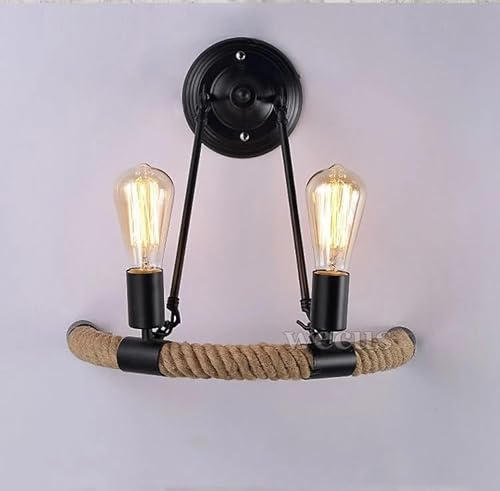 American Retro Loft Wall Lamp Restaurant Cafe Lighting Fixture Hemp Rope Wall Light for Bedroom Bedside Asile Stair Balcony Lamp,Modern