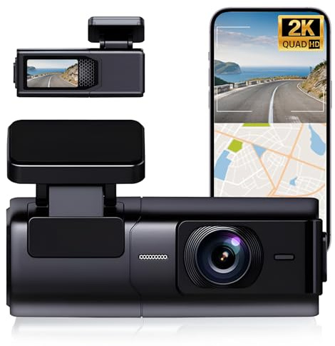 2K HD Dash Cam Front with 64GB SD Card & Wireless APP,Dual Car Camera Dash Cam with 24/7 Parking Surveillance,Dashcam Front and Rear Camera with Night Vision, G-Sensor,USB, 1.5’’ Display