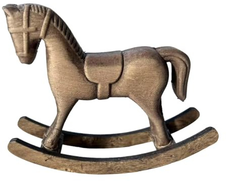 rockible Vintage Schaukelpferd Aus Holz, Schaukelpferdfigur, Heimdekoration für Wohnzimmer, Dunkelbraun
