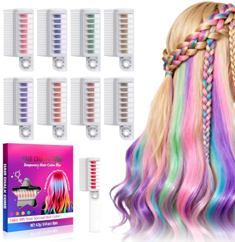 Hair Chalk Comb 8 Colors Temporary Hair Dye Marker Gifts for Girls Kids Adults for Halloween Christmas Birthday Party, Cosplay
