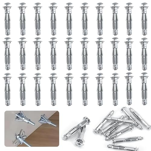 30 Piezas tacos pladur Fijaciones para Placas de Yeso M6 x 52 para placas de yeso anclaje de pared hueca de metal para placas de yeso, paredes huecas y ladrillos, etc
