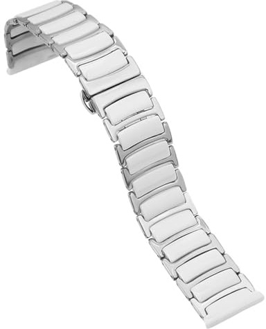 16 mm 18 mm 20 mm 22 mm keramiskt klockband Universal snabbkopplingsrem i rostfritt stål Vikbart spänne Armband(White silver,16mm)