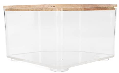 Naroote Hamster Sandbadlåda, Genomskinligt PS-material, Läckagesäkert Badrum med små Djur med Rätvinklig Fläktdesign, Perfekt för Sandbad och Toalett