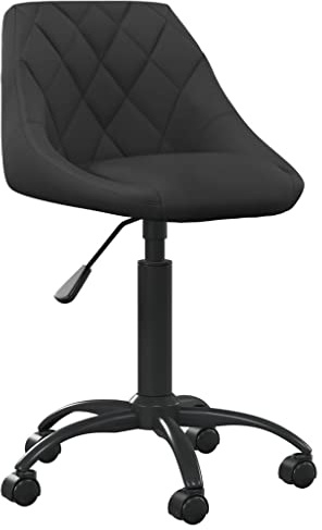 Heofavd Höhenverstellbarer Esszimmerstuhl Schwarz - Moderner Schreibtischstuhl aus Samt mit Rollen, 360° Drehbarer Polsterstuhl mit Gasfeder für Wohnzimmer, Esszimmer und Home Office
