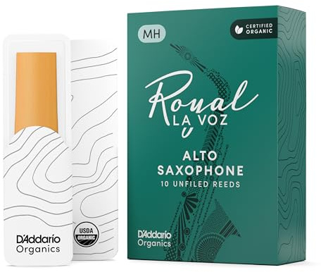 D'Addario La Voz Organic Altsax Blätter Medium, 10er-Pack | La Voz Organic Altsaxophonblätter bieten kräftigen Klang, unfiled Ansprache, konstante Stärke und flexible Jazz-Performance.