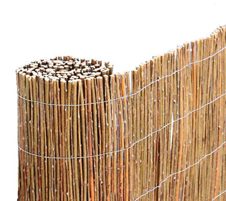 bambus-discount.com Sichtschutz Weidenmatte 180 x 300cm naturbelassen - Rollzaun Sichtschutzmatte aus Weidenruten 1,8m x 3m