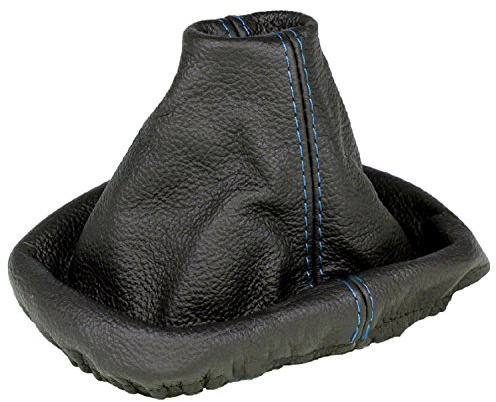 Schaltsack für VW Golf 4 IV & für Bora - Bj. 1997 - 2006 - aus echtem Leder - Schwarz - Blau - Schaltmanschette - Manschette für Gangschaltung - Schalthebelmanschette für Schaltgetriebe - A0035