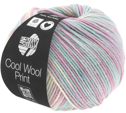 LANA GROSSA Cool Wool Print | Extrafeine Merinowolle waschmaschinenfest und filzfrei | Handstrickgarn aus 100% Schurwolle (Merino extrafein) | 50g Wolle zum Stricken & Häkeln | 160m Garn FB 792