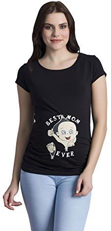 Best Mom Ever – rolig söt omständighetsmode t-shirt med motiv graviditet, kort ärm (medium, svart)