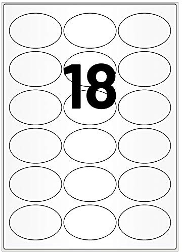 Labelident Inkjet Etiketten hochglänzend - 63,5 x 42,3 mm - 1.800 Papier Haftetiketten auf 100 Bogen, DIN A4 Bogen für Laser und Inkjet, glossy, weiß