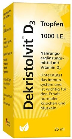 Dekristolvit D3 1000, Tropfen, für Immunsystem, Vitamin D3, 25 ml | Immunsystem, Vitamin D3, 1000 I.E, Tropfen, Packungsgröße: 25 ml