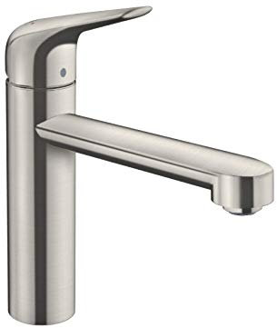 hansgrohe Küchenarmatur (Wasserhahn Küche 360° schwenkbar, hoher Komfort-Auslauf 120mm, Standardanschlüsse) Edelstahl Finish
