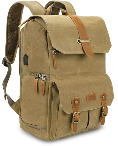 UBAYMAX Zaino per fotocamere reflex impermeabile borsa impermeabile DSLR antiurto 15,6 pollici borsa per computer portatile borsa da viaggio fotocamera per Canon Nikon Sony Olympus, marrone, 15,6