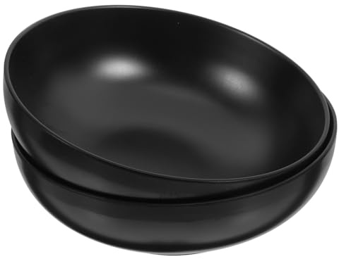 Cabilock 2er Set Japanische Ramen Schüssel - 19cm Melamin Schwarz Stoßfest & Hitzebeständig, Nudelschalen für Suppe, Pasta, Salat, Sushi Party, Auflaufform Mit Vertieftem Rand