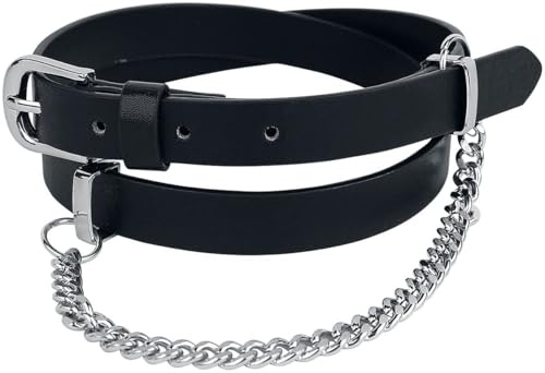 Rock Rebel by EMP Damen Schwarzer schmaler Gürtel mit dekorativer Kette