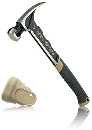 Spec Ops Tools Framing Hammer, 22 oz, Rip Claw, Smooth Face, Soft Mallet Face, Shock-Absorbing Grip, 3% Donated to Veterans, Flat Dark Earth/Black