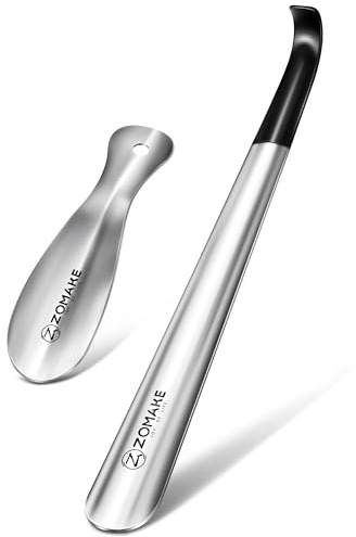 ZOMAKE Calzascarpe Lungo, Calza Scarpe Metallo 42cm, Calzante per Scarpe Corto 19cm Acciaio Inossidabile, Shoe Horn per Uomini Donne Anziani (2 Pezzi)