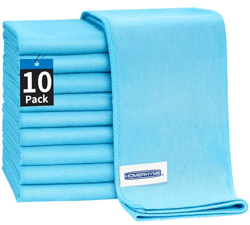 HOMERHYME Microfiber Glass Cleaning Cloth - 12 Pack, 16 x 14 Window Cleaning Towel, Streak Free, Lint Free, Great for All Delicate Surface, Window, Glasses, Stainless Steel, Windshield.