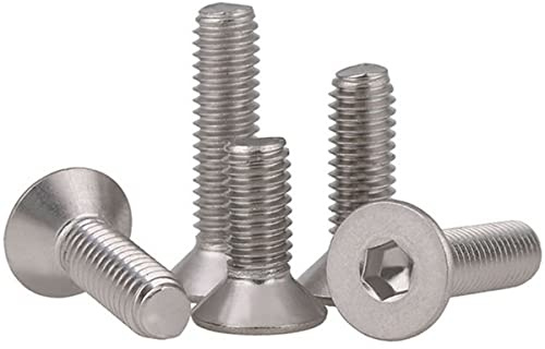 MACHSWON 10 PCS Hex Head Screw Bolts M12*30mm 304 Stainless Steel DIN7991 Hex Tap Bolts Countersunk Full Flat Head Socket Thread Hexagon Screws