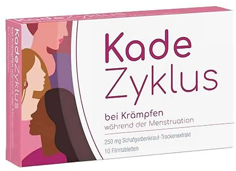 KadeZyklus bei Krämpfen: Schafgarbenkraut, Pflanzliche Hilfe bei schmerzhaften Menstruationskrämpfen ab 12+, krampflösend, laktosefrei & glutenfrei, 10 Filmtabletten