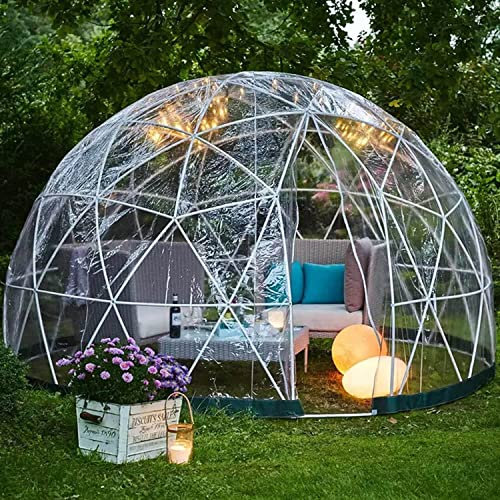 Tente igloo de jardin de 3,7 m, tente à bulles pour camping d'hiver, peut accueillir 5 à 7 personnes avec guirlande lumineuse de 10 m pour salle à manger, jardin, camping, observation des étoiles