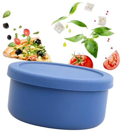 volumoon Silicone Food Storage Container, Freezer Containers with Lids, Leak-Proof, Reusable, Silicone Lunch Containers, Bento Boxes, for Microwave, Freezer and Dishwasher Safe (700ml, Blue)