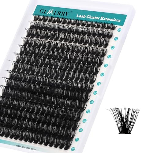 GEMERRY Ciglia Finte 80D Cluster Volume Russo 10-18mm mix 0.07 mm D Curl Fai Da Te a Casa per Principianti Individuali Professional Ciglia Finte Extension(80D-0.07D-10-18mm)