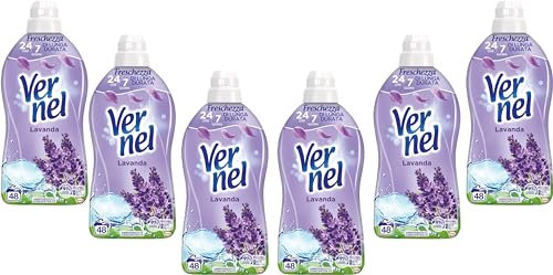 Vernel Lavanda Ammorbidente Lavatrice Concentrato Profumato, Intensa Freschezza e Morbidezza, 6 confezioni x 48 Lavaggi, totale 288 lavaggi