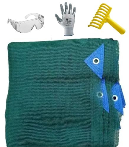 Rete Telo Raccolta Olive PINTO FERRAMENTA Telone Pesante 90 gr/mq con Occhielli e Bordi Rinforzati in Omaggio Occhiali Guanti e Rastrello per Raccolta Noci Mandorle Pistacchi Frutta Secca (6x12)