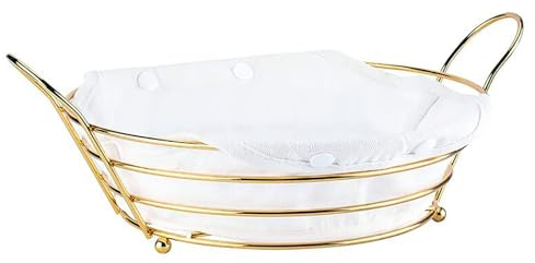 KIUGOP Brotkorb Stoff Waschbar Ausgekleideter Draht Brötchenkorb Brotkörbchen Servierkorb für Brot Teig für Den Tisch frühstück Modern Metall Groß 100CM,Gold