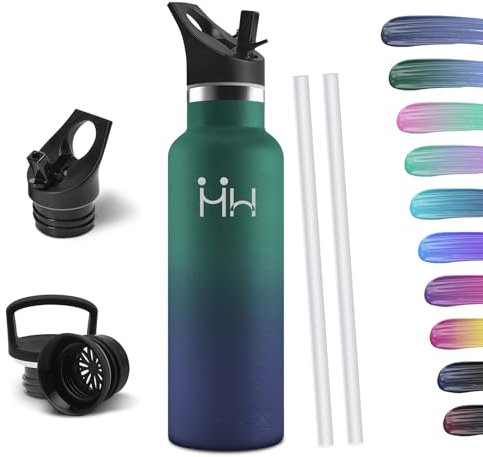 HoneyHolly Trinkflasche Edelstahl, 750 ML BPA-Frei, Thermosflasche, Auslaufsichere Isolierflasche Doppelwandig, Wasserflasche, Thermoskanne, mit Strohhalm, Trinkflasche Kohlensäure Geeignet